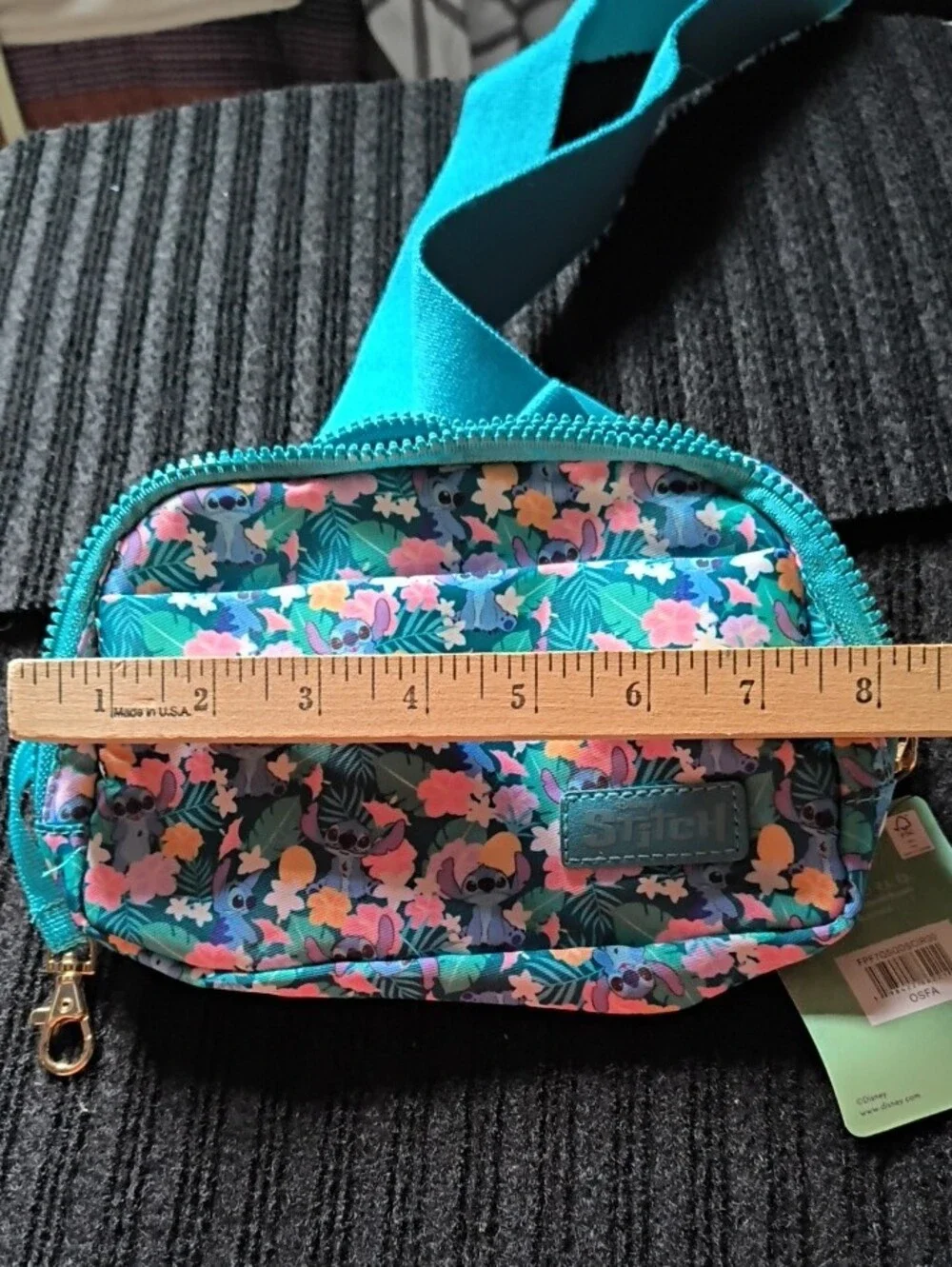 Bioworld Disney Teal Floral Stitch Kids Crossbody Bag